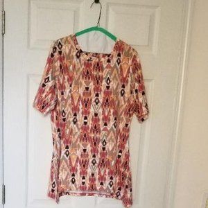 Denim & Co. Geometric Print Top (S)